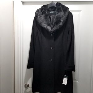 Black Ralph Lauren Fur collar coat